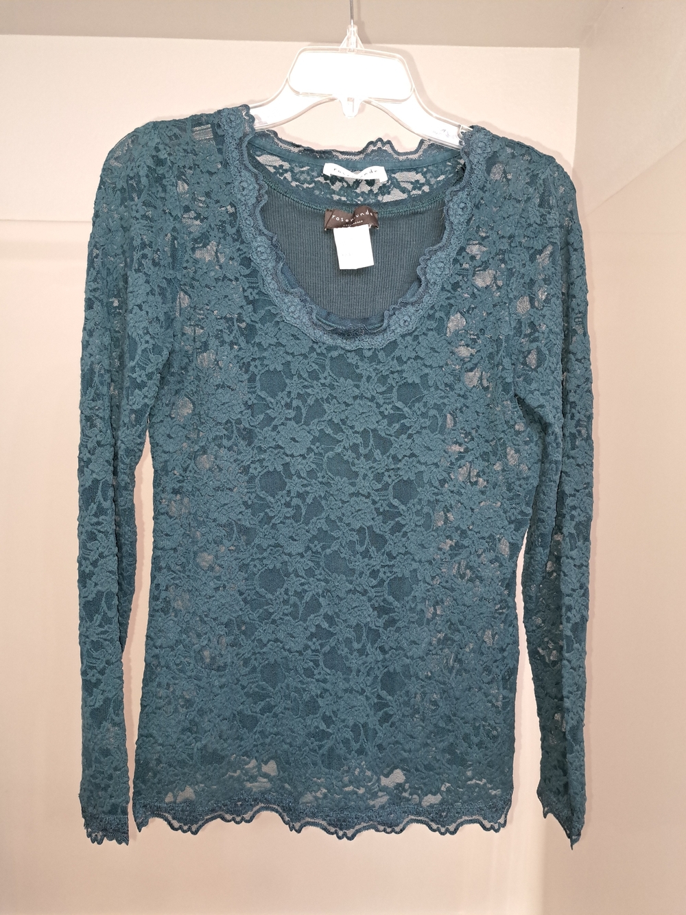Lace Long-Sleeve Floral Top in Teal